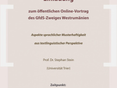 Invitație la prelegere publică online în cadrul Filialei România de Vest a Asociației de Limba Germană (GfdS)